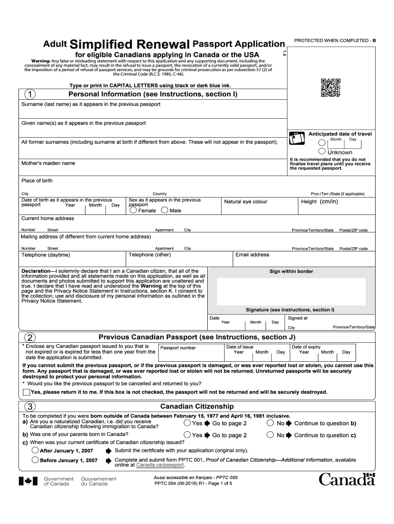 Canadian Passport Application Form 2018